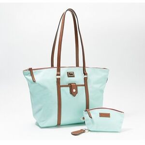 Dooney and Bourke Nylon Zip Tote Mint Light Blue
